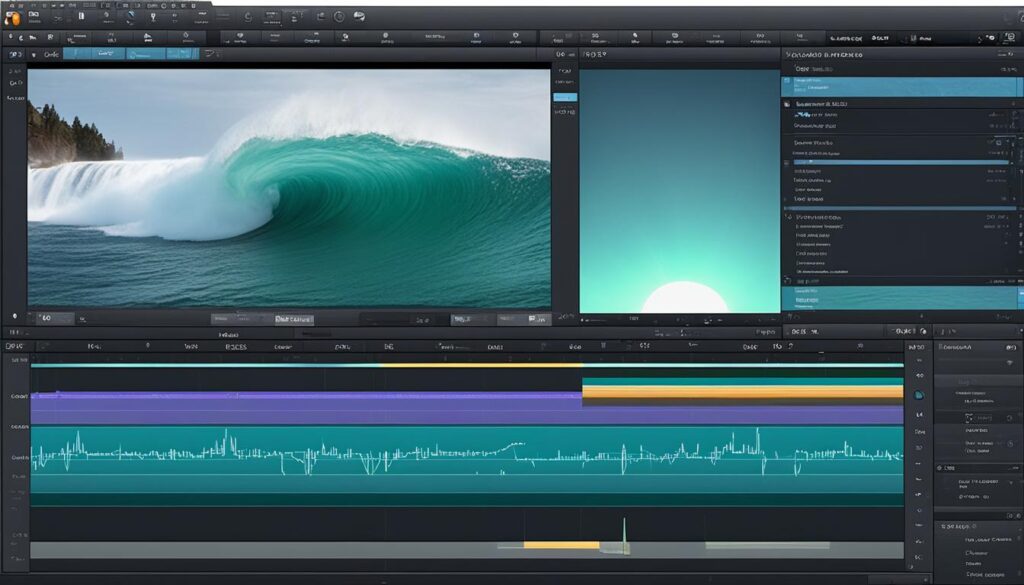 Professional video editing software interface