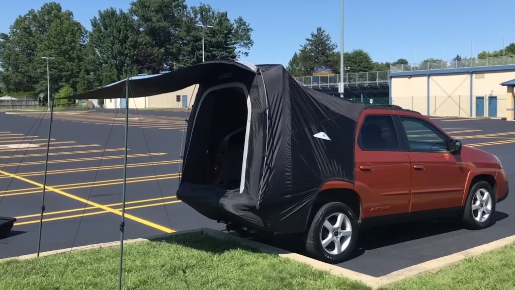 Porsche’s Canopy Tent Offers a Contemporary Spin on the Classic Pontiac Aztek Tent